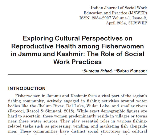 03 Exploring Cultural Perspectives on Reproductive Health among Fisherwomen in Jammu and Kashmir: The Role of Social Work Practices